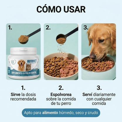 Polvo Dental para perros y gatos — adiós al mal aliento en 30 segundos por día