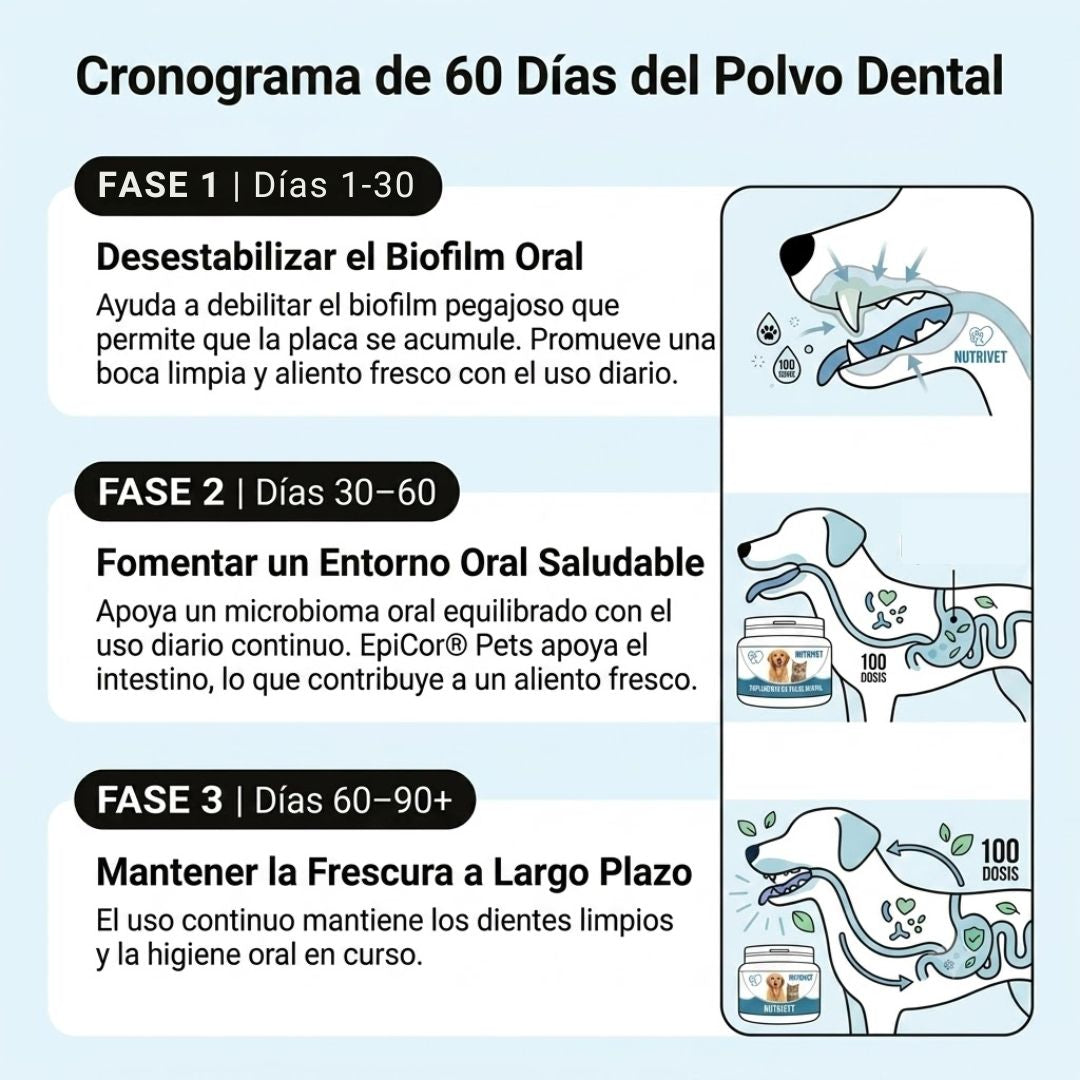Polvo Dental para perros y gatos — adiós al mal aliento en 30 segundos por día