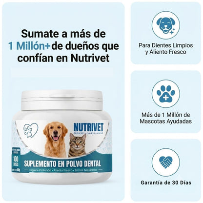 Polvo Dental para perros y gatos — adiós al mal aliento en 30 segundos por día